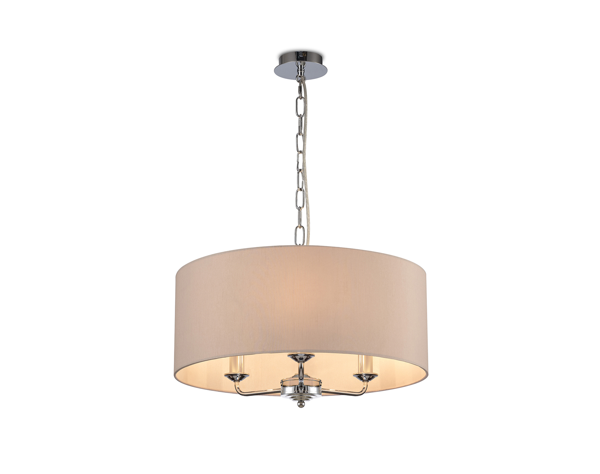 Banyan 50cm 3 Light Pendant Polished Chrome, Nude Beige/Moonlight DK0024  Deco Banyan